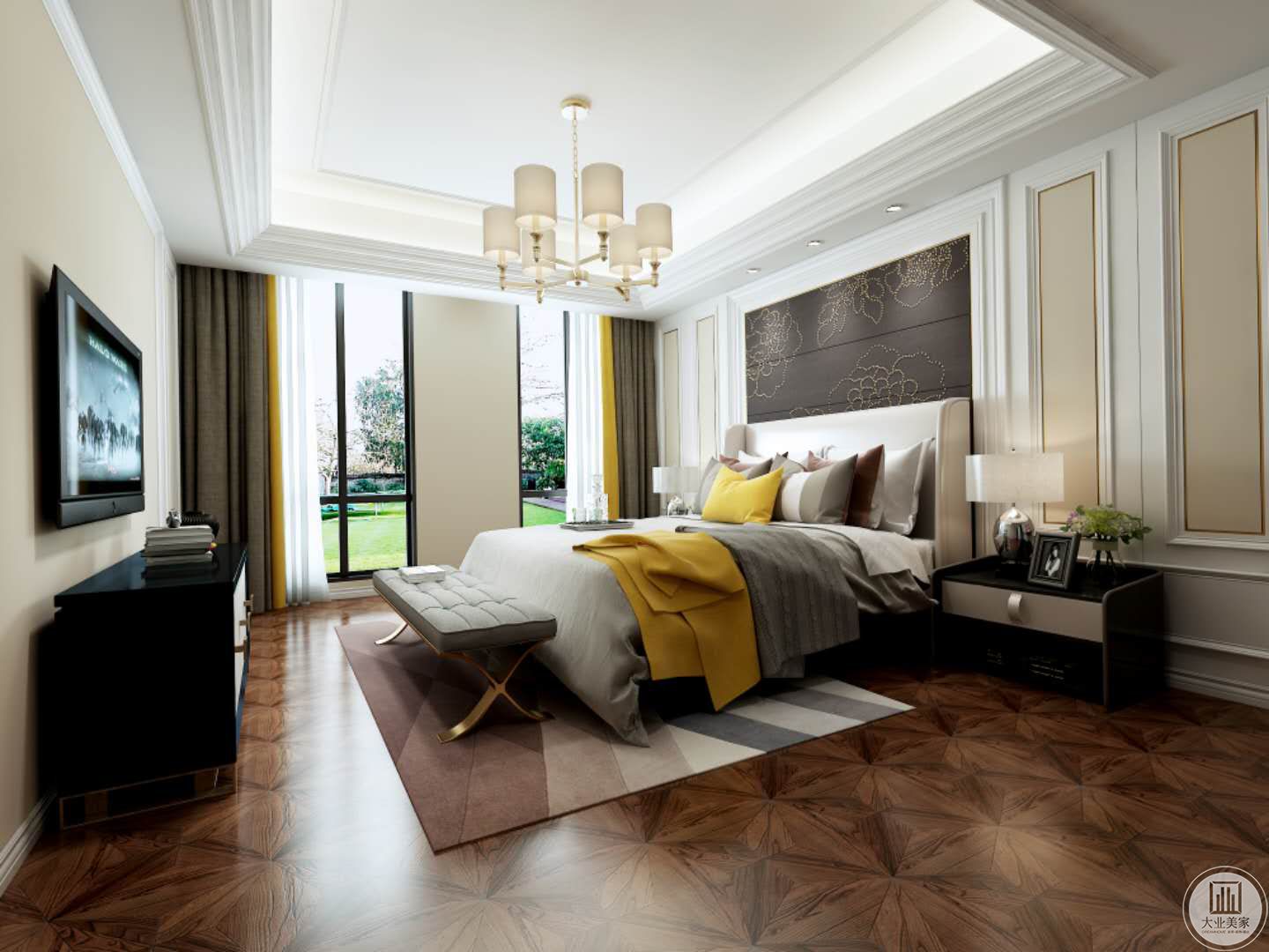 美式古典风格装修中的家具也很有特色，主色调是黑、暗红、褐色及深色的美式古典风格家具色泽较深，在家中更显稳重优雅。其卧床有高柱和帐幔，曼妙的床幔可以看出美式古典风格的优雅美。